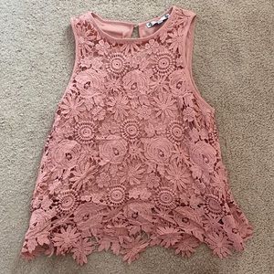 Lace pink tank top. Youth Large. Never worn